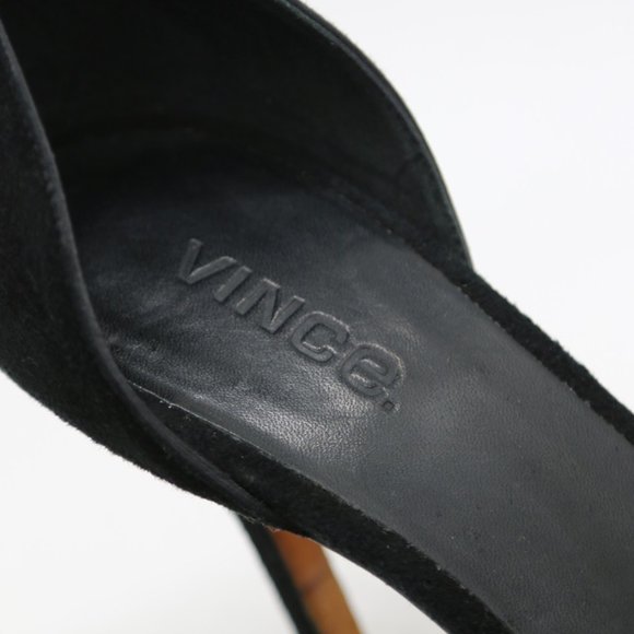 VINCE Suede Celeste D'Orsay Pumps in Black Size 8.5 Pointy Toe Slip On Heel $350 - Picture 11 of 16
